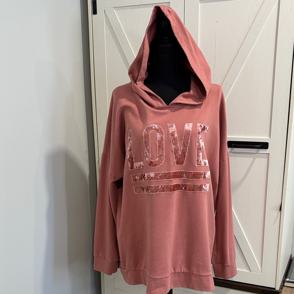Soho Street New York & Co. Blush LOVE Graphic Hoodie Y2K